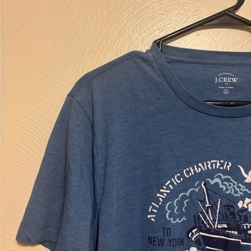 J. Crew Blue Short Sleeve Tee with Graphic Design - Picture 6 of 8